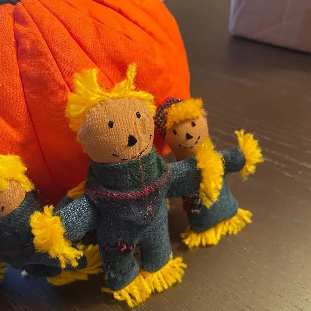 Vintage Pier 1 Soft Pumpkin and Scarecrow Family